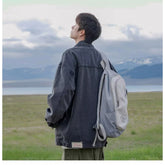 Hooded Stitching Neutral Hong Kong Style Plus Size Denim Coat